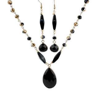 Black onyx necklace earring set